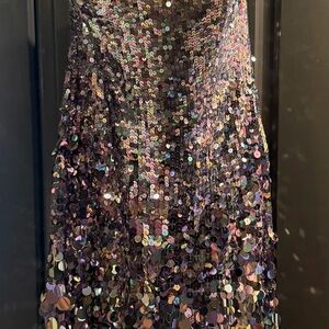 Sherri Hill Multicolor Sequin A-Line Skirt
